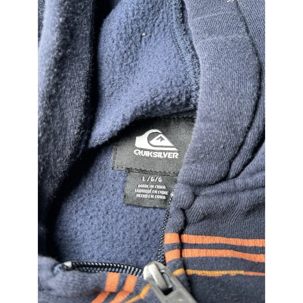 Quiksilver Hoodie Boys Large Blue Long Sleeve Full Zip Cotton Blend